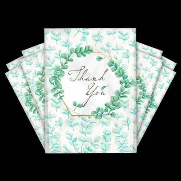 30 Poly Mailers/shipping Bags/ 30 Thank you Stickers - Eucalyptus & plain white - Picture 3 of 4